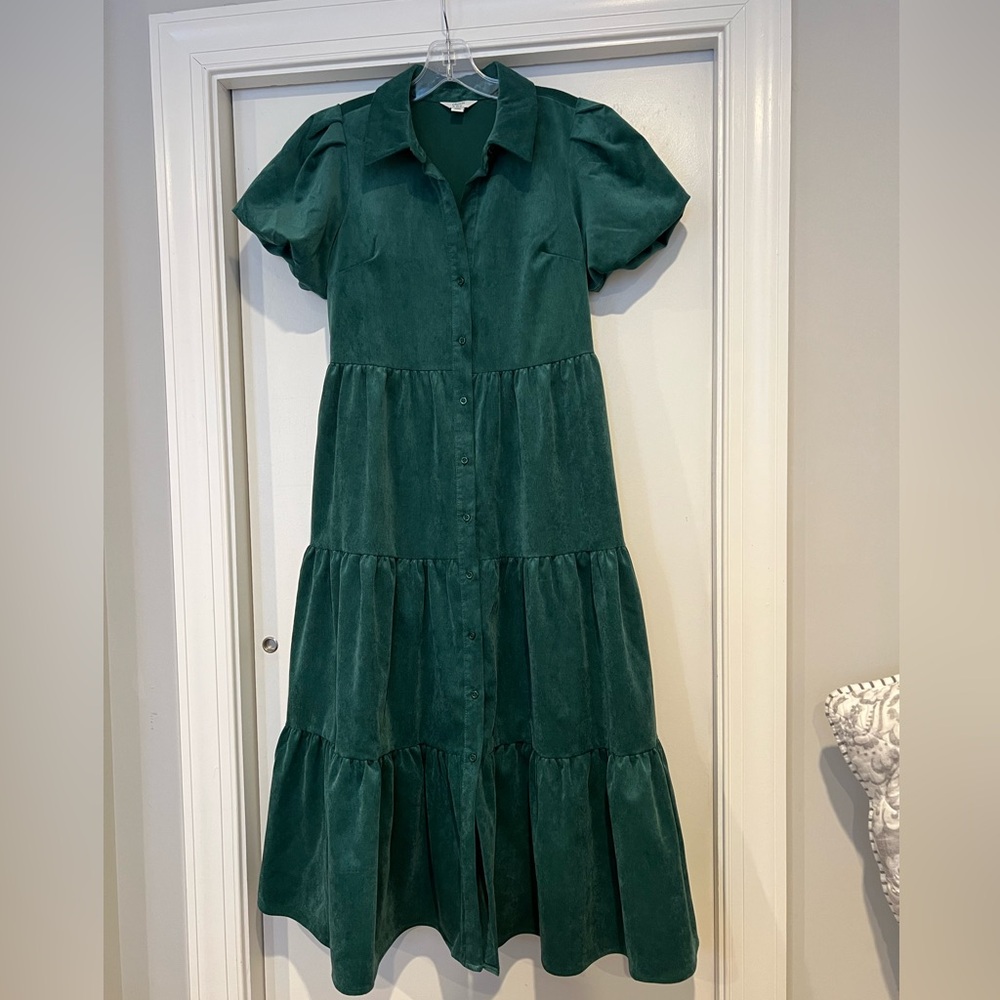 Crown & Ivy Green Corduroy Dress